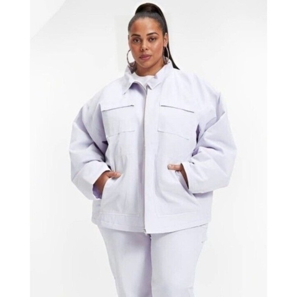 Good American Lilac Purple Full Zip Chore Jacket Canvas Shirt Bomber Collared - Picture 2 of 9